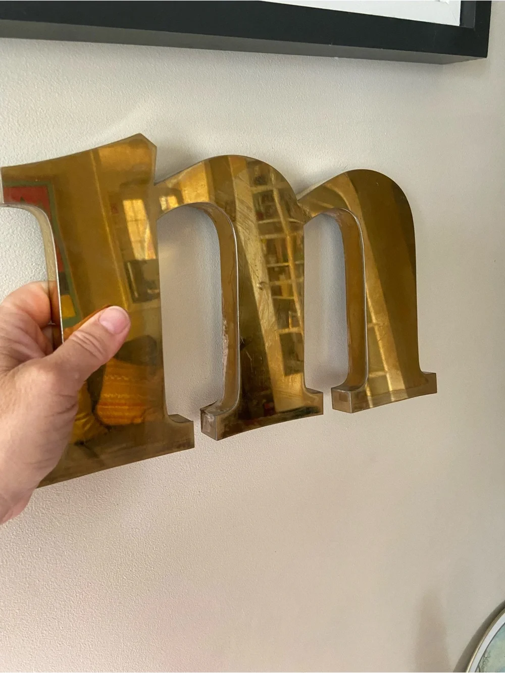 Brass Letter 'm' Wall Decor - Gold Accent